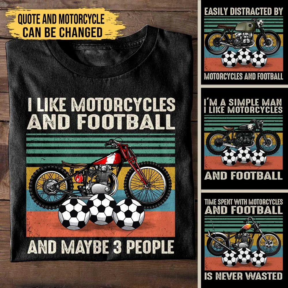 Love Motorcycles And Football - Personalized Shirt
