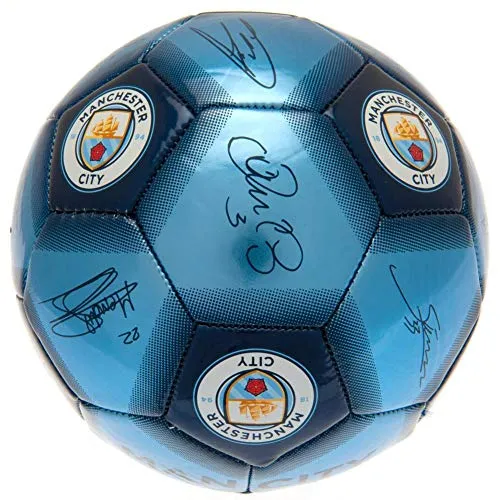 Manchester City F.C. Synthetic Signature Football ( Blue, 5 )