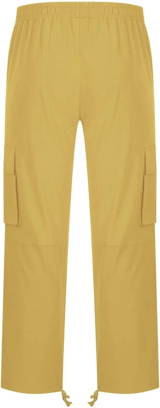 Men's Casual Cargo Pants Drawstring Workwear Pants Hiking Jogger Pants Multi Pockets Outdoor Fashion Jogging Cool Pants