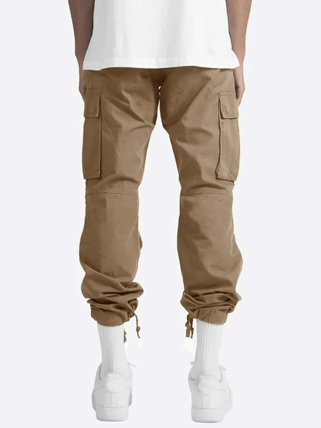Men's Casual Cargo Pants Drawstring Workwear Pants Hiking Jogger Pants Multi Pockets Outdoor Fashion Jogging Cool Pants