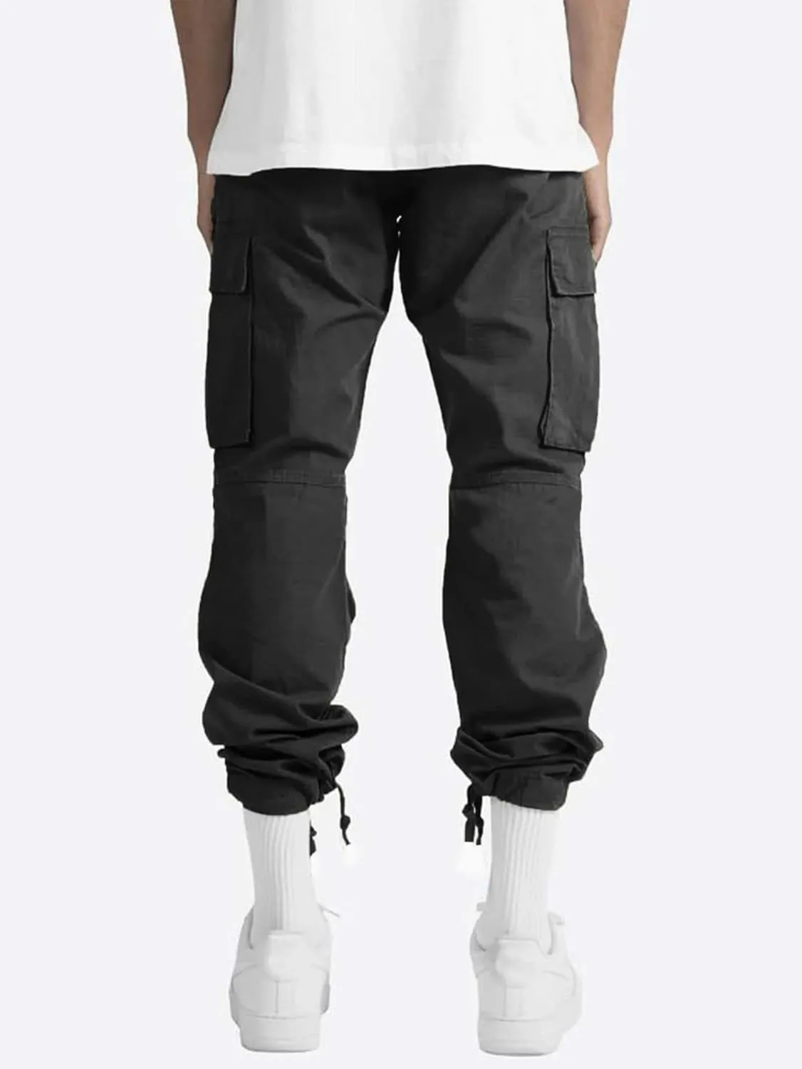 Men's Casual Cargo Pants Drawstring Workwear Pants Hiking Jogger Pants Multi Pockets Outdoor Fashion Jogging Cool Pants