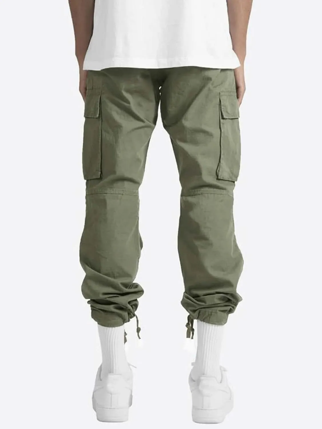 Men's Casual Cargo Pants Drawstring Workwear Pants Hiking Jogger Pants Multi Pockets Outdoor Fashion Jogging Cool Pants