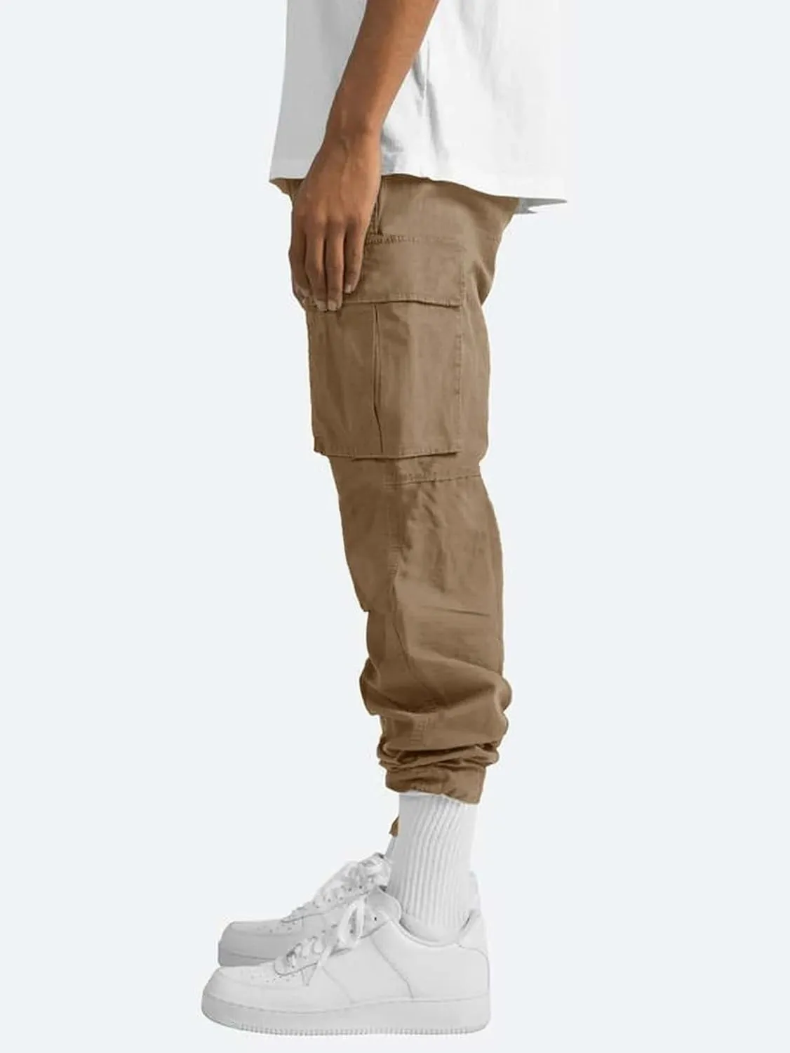 Men's Casual Cargo Pants Drawstring Workwear Pants Hiking Jogger Pants Multi Pockets Outdoor Fashion Jogging Cool Pants