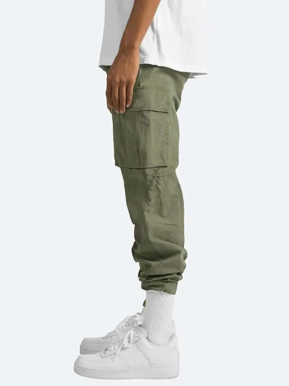 Men's Casual Cargo Pants Drawstring Workwear Pants Hiking Jogger Pants Multi Pockets Outdoor Fashion Jogging Cool Pants