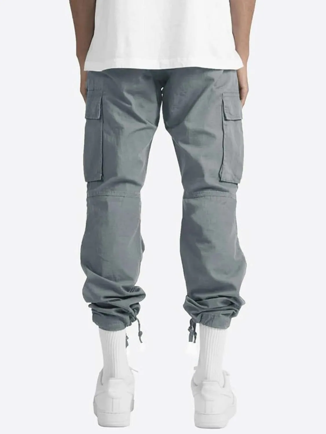 Men's Casual Cargo Pants Drawstring Workwear Pants Hiking Jogger Pants Multi Pockets Outdoor Fashion Jogging Cool Pants