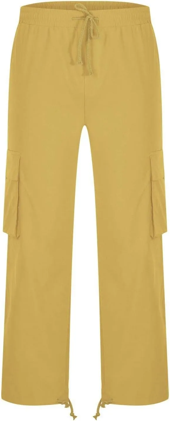 Men's Casual Cargo Pants Drawstring Workwear Pants Hiking Jogger Pants Multi Pockets Outdoor Fashion Jogging Cool Pants