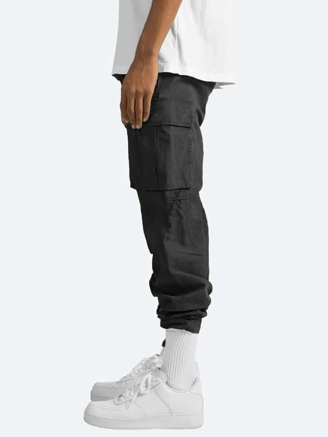 Men's Casual Cargo Pants Drawstring Workwear Pants Hiking Jogger Pants Multi Pockets Outdoor Fashion Jogging Cool Pants
