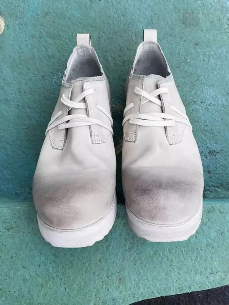 Mens Cowhide Genuine Leather Dress Shoes Low Cut Lace Up Round Toe