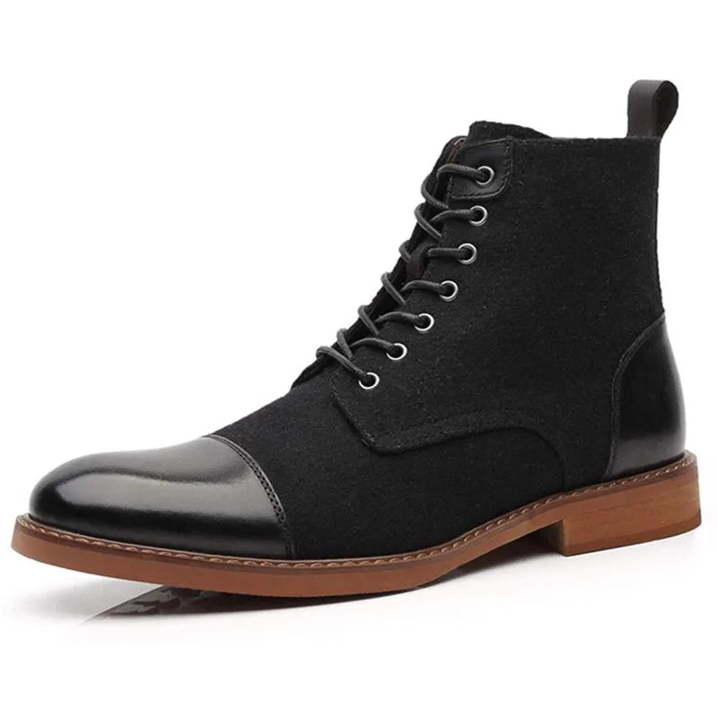 Men's Stitching Design Waterproof Sole High-Top Martin Boots