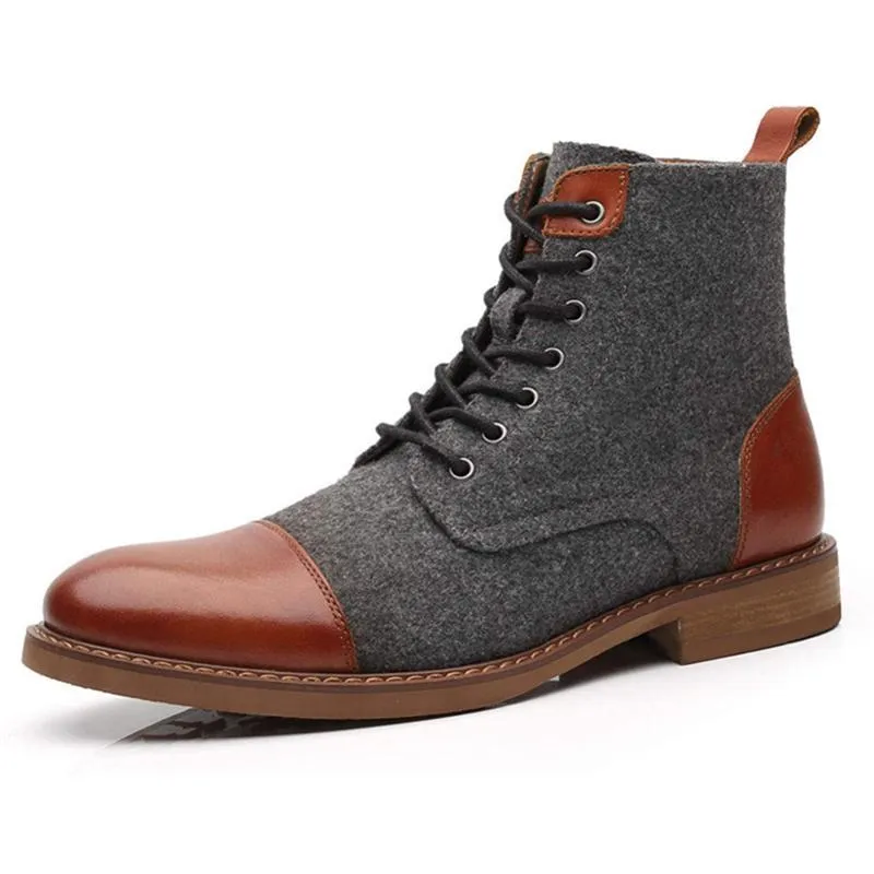 Men's Stitching Design Waterproof Sole High-Top Martin Boots
