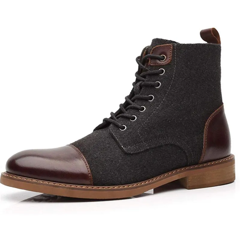 Men's Stitching Design Waterproof Sole High-Top Martin Boots