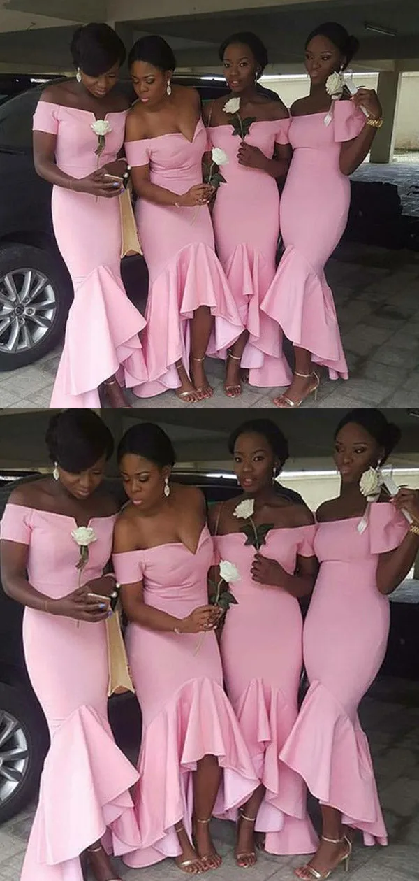 Mermaid Sweetheart Cheap Sexy Hi-low Unique Long Bridesmaid Dress, BD0473