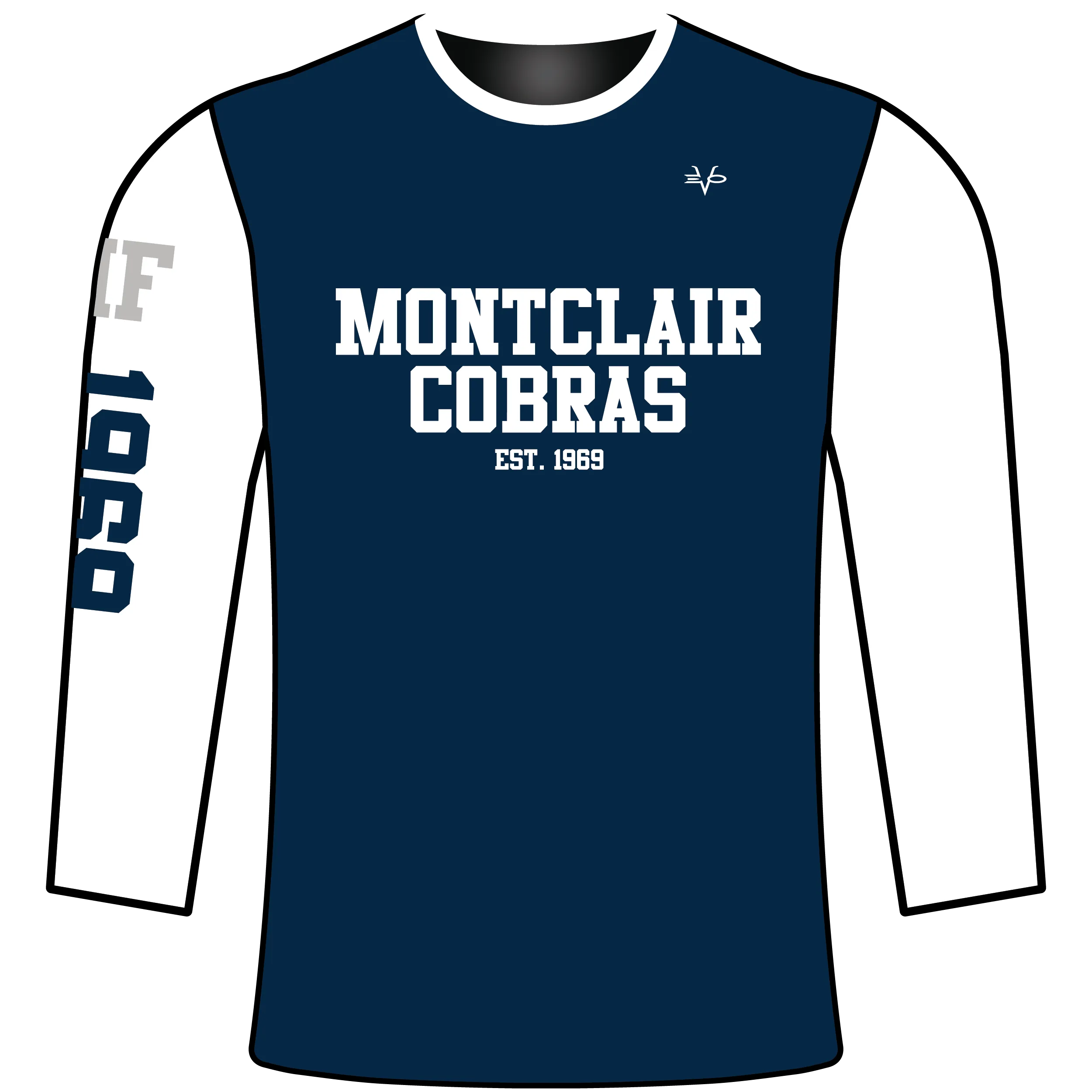 MONTCLAIR COBRAS Sublimated Long Sleeve Blue Compression Jersey