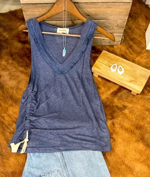 Navy Tank with Drawstring