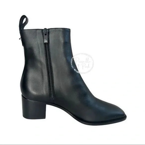NEW Christian Louboutin Antilop Leather Ankle Boots 55 Black Leather Ankle Booties 39.5