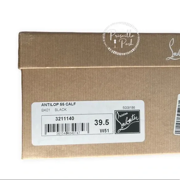 NEW Christian Louboutin Antilop Leather Ankle Boots 55 Black Leather Ankle Booties 39.5