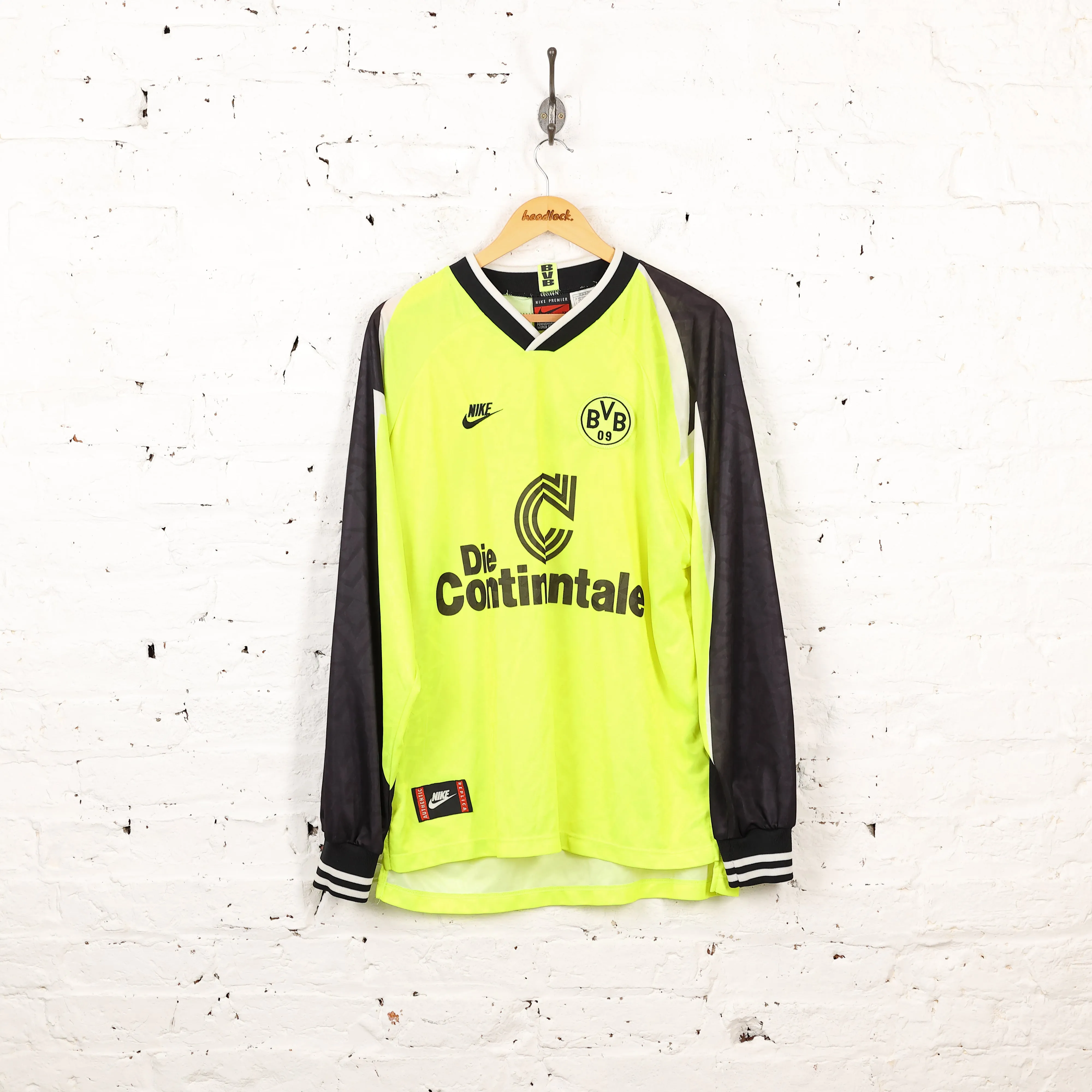 Nike Borussia Dortmund 1995 Long Sleeve Home Football Shirt - Yellow - XXL