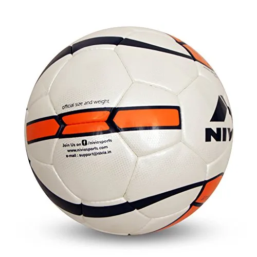 Nivia Simbolo Football, Size 5 (White/Orange), leather