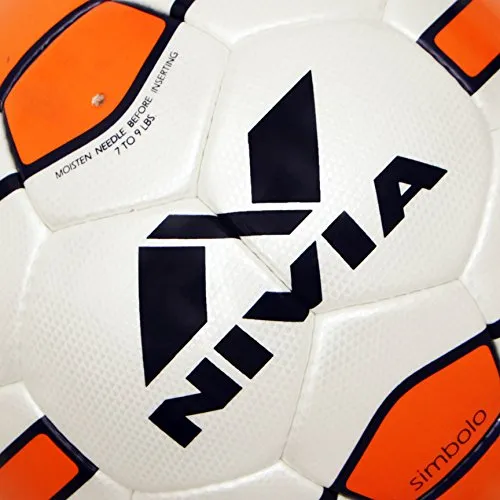 Nivia Simbolo Football, Size 5 (White/Orange), leather