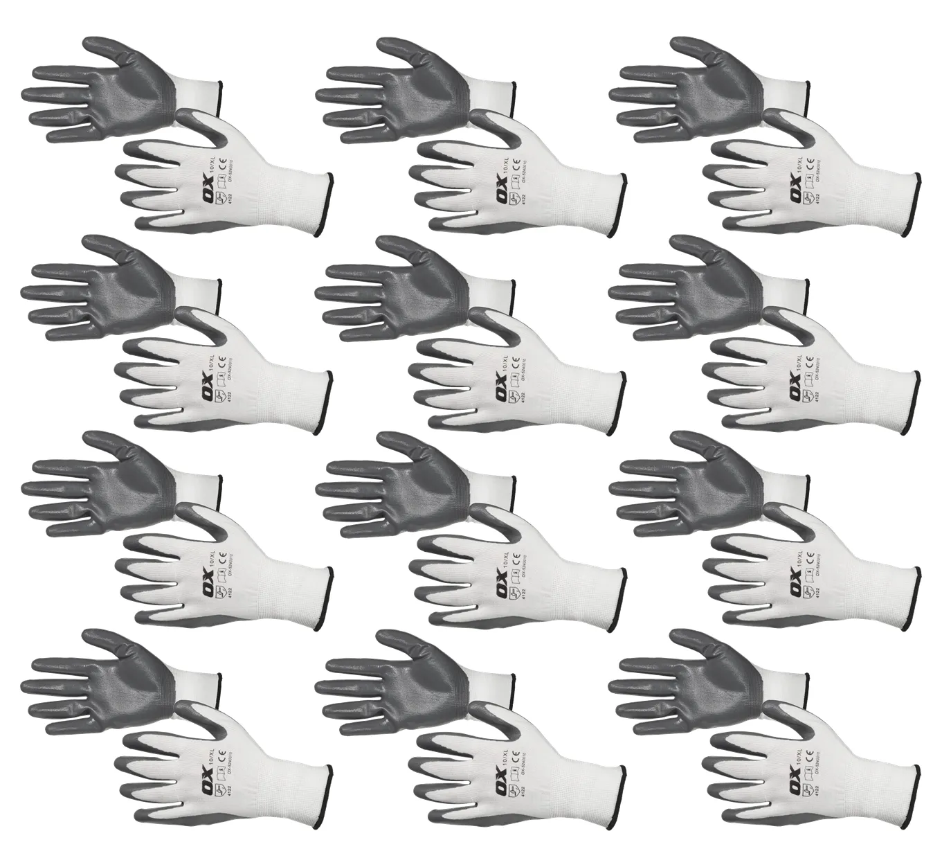 Ox Tools Nitrile Flex Safety Gloves - 12 Pack