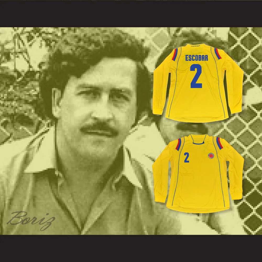 Pablo Escobar 2 Colombia Home Long Sleeve Football Soccer Jersey