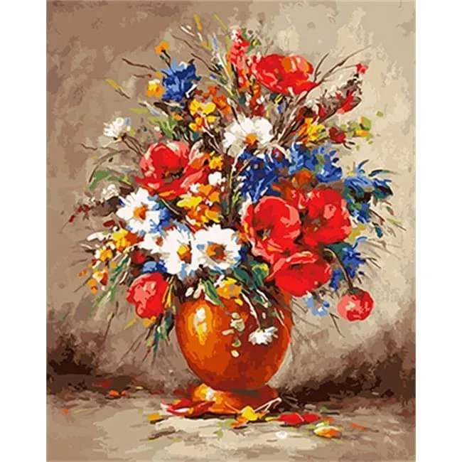 Poppies in a Vase – Canvastly DIY Paint By Numbers