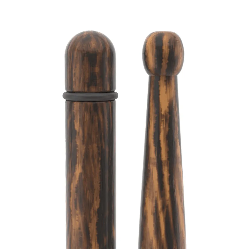 Promark TXDCBYOSW-FG BYOS FireGrain Hickory Marching Drumsticks, Large Round Wood Tip,