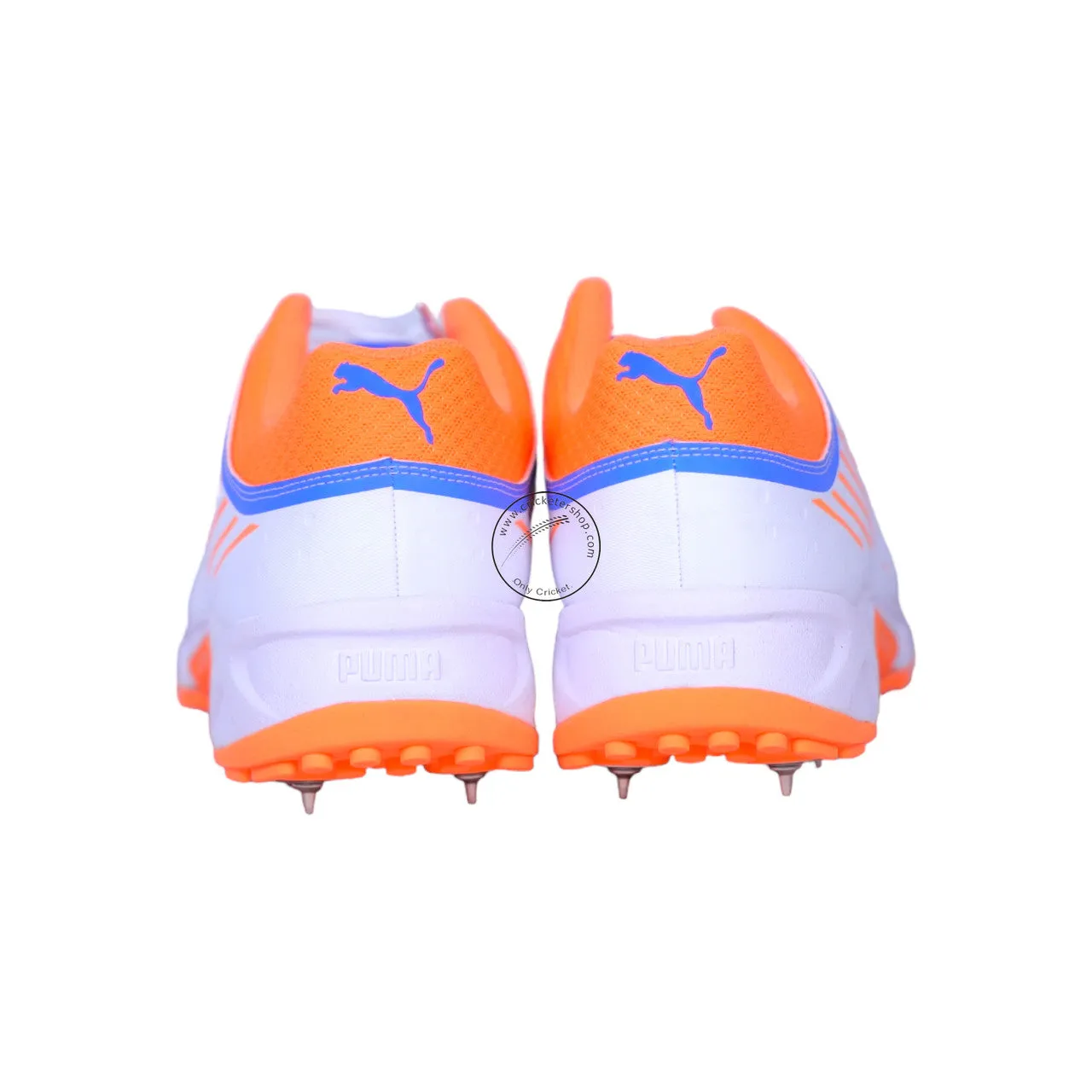 Puma 22.1 Neon Citrus Cricket Spike Shoes White Orange