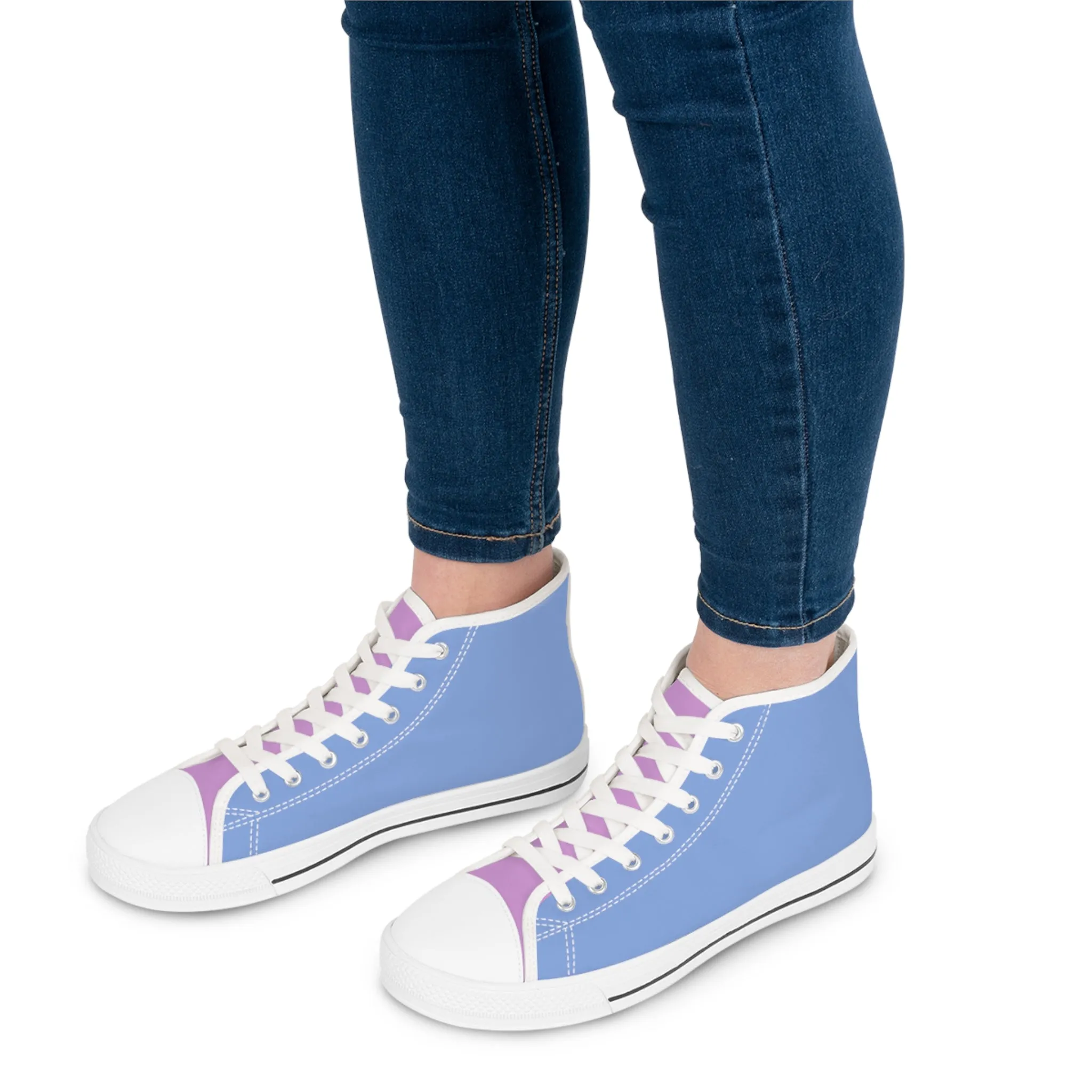 Purple Daze Ladies' Two-Tone High Top Sneakers - Step Into Style – Where Soft Blues Meet Dreamy Purples!