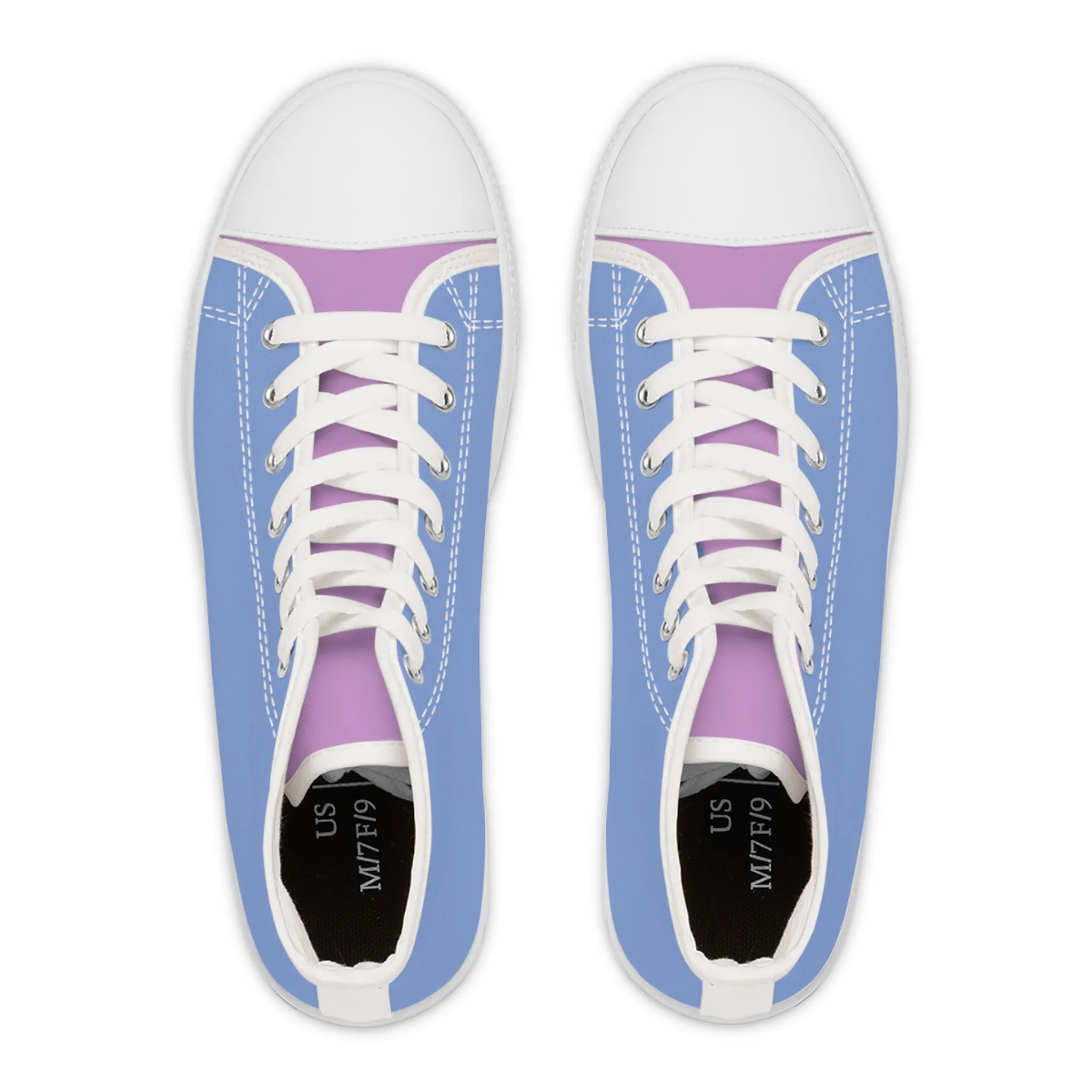 Purple Daze Ladies' Two-Tone High Top Sneakers - Step Into Style – Where Soft Blues Meet Dreamy Purples!