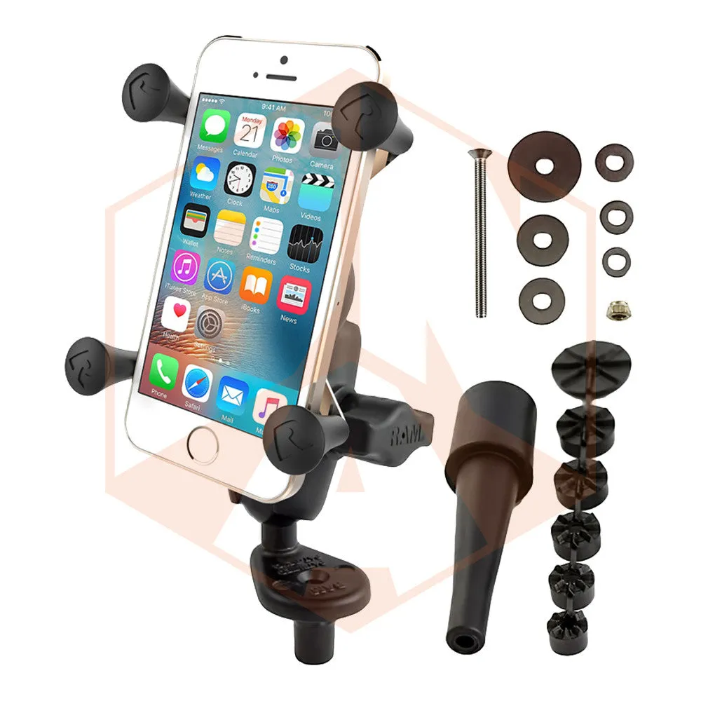 RAM Fork Stem Mount with Double Socket Arm & Universal X-Grip® Cell/iPhone Cradle