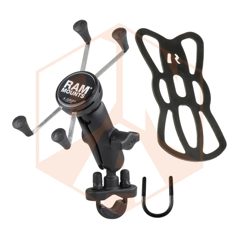 RAM Handlebar Rail Mount with Zinc Coated U-Bolt Base & Universal X-Grip® Large Phone/Phablet Cradle