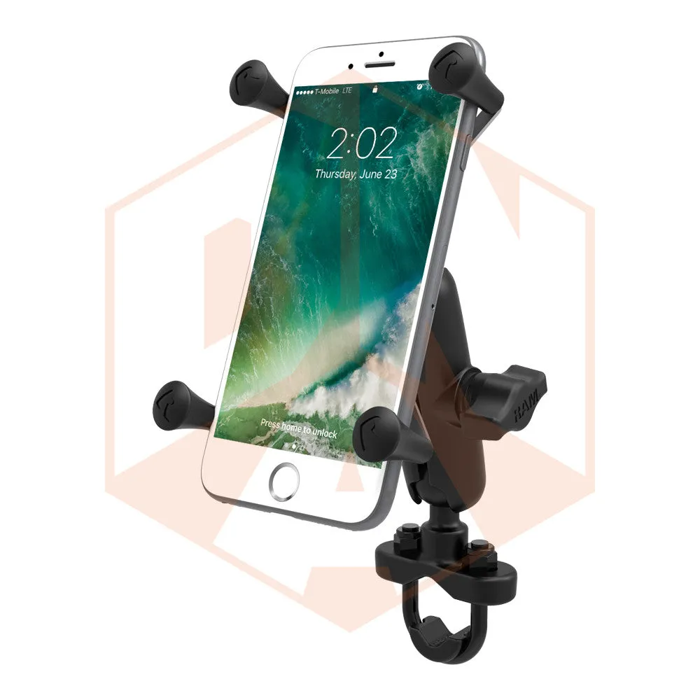 RAM Handlebar Rail Mount with Zinc Coated U-Bolt Base & Universal X-Grip® Large Phone/Phablet Cradle