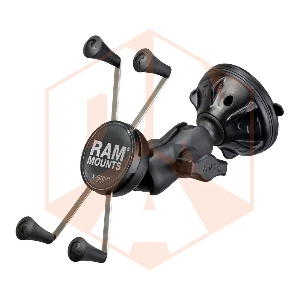RAM Twist Lock Suction Cup Mount with Double Socket Arm & Universal X-Grip® Phone Cradle
