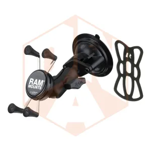 RAM Twist Lock Suction Cup Mount with Double Socket Arm & Universal X-Grip® Phone Cradle