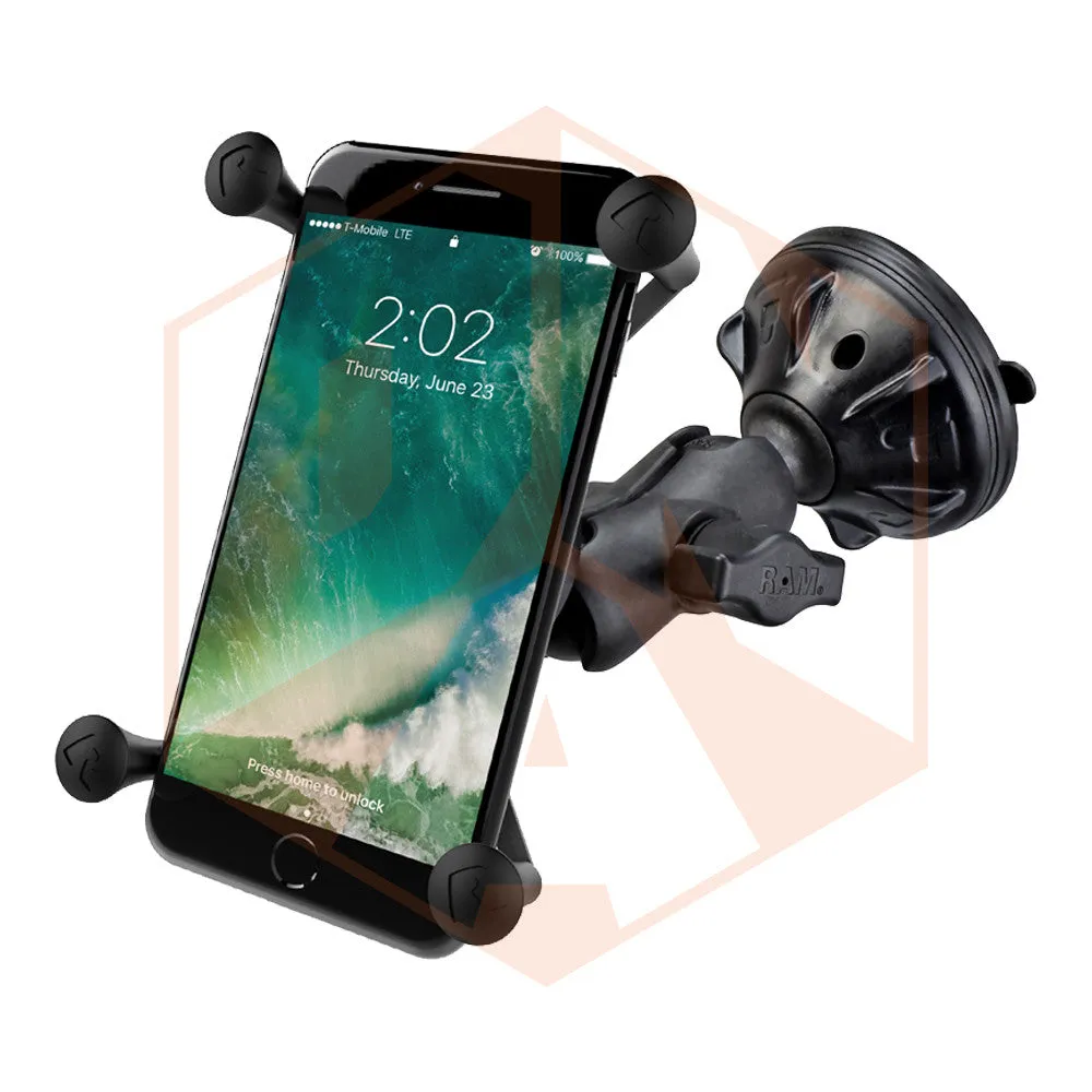 RAM Twist Lock Suction Cup Mount with Double Socket Arm & Universal X-Grip® Phone Cradle
