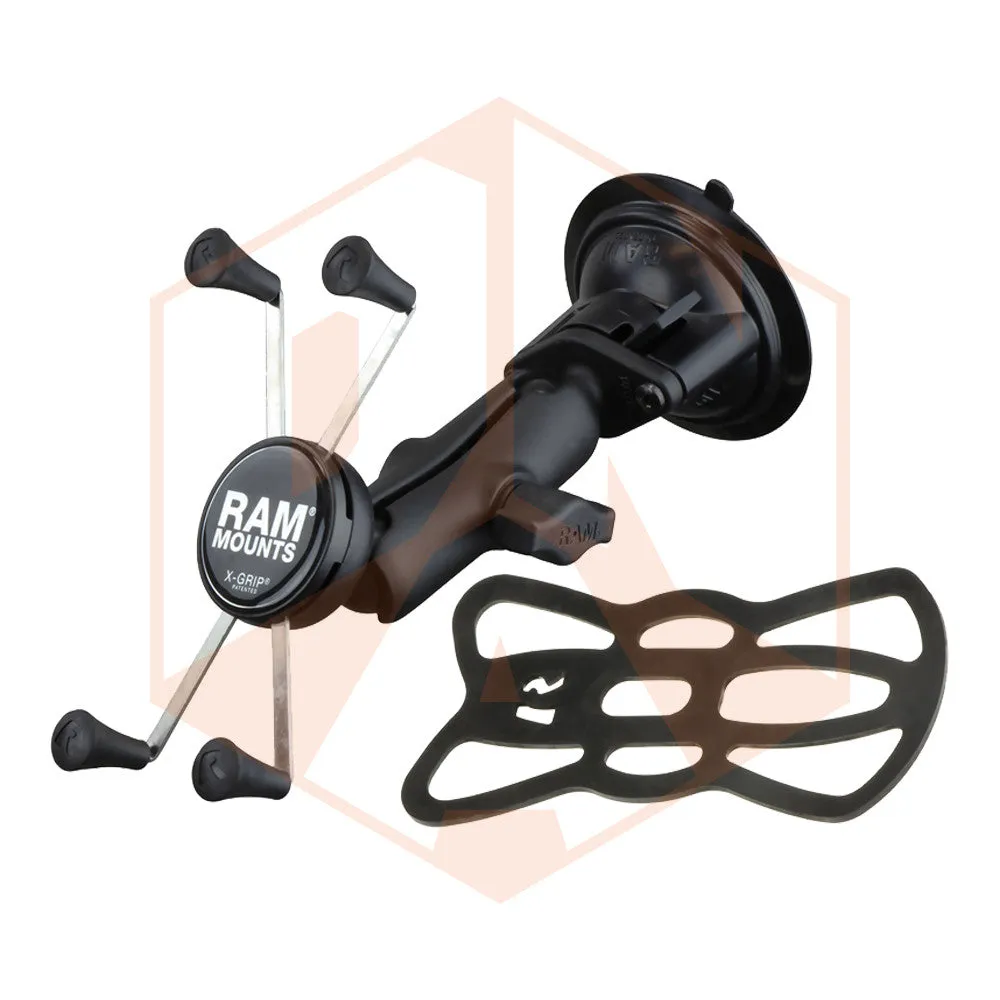 RAM Twist Lock Suction Cup Mount with Double Socket Arm & Universal X-Grip® Phone Cradle