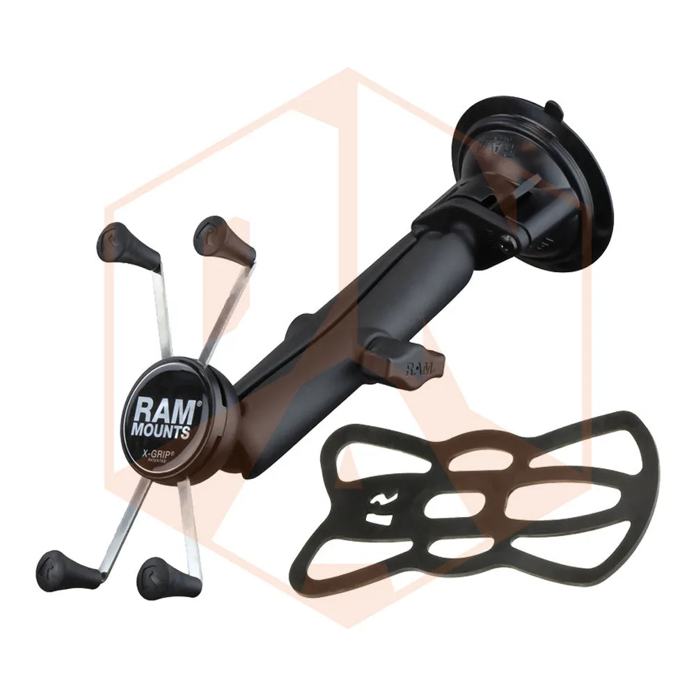 RAM Twist Lock Suction Cup Mount with Double Socket Arm & Universal X-Grip® Phone Cradle