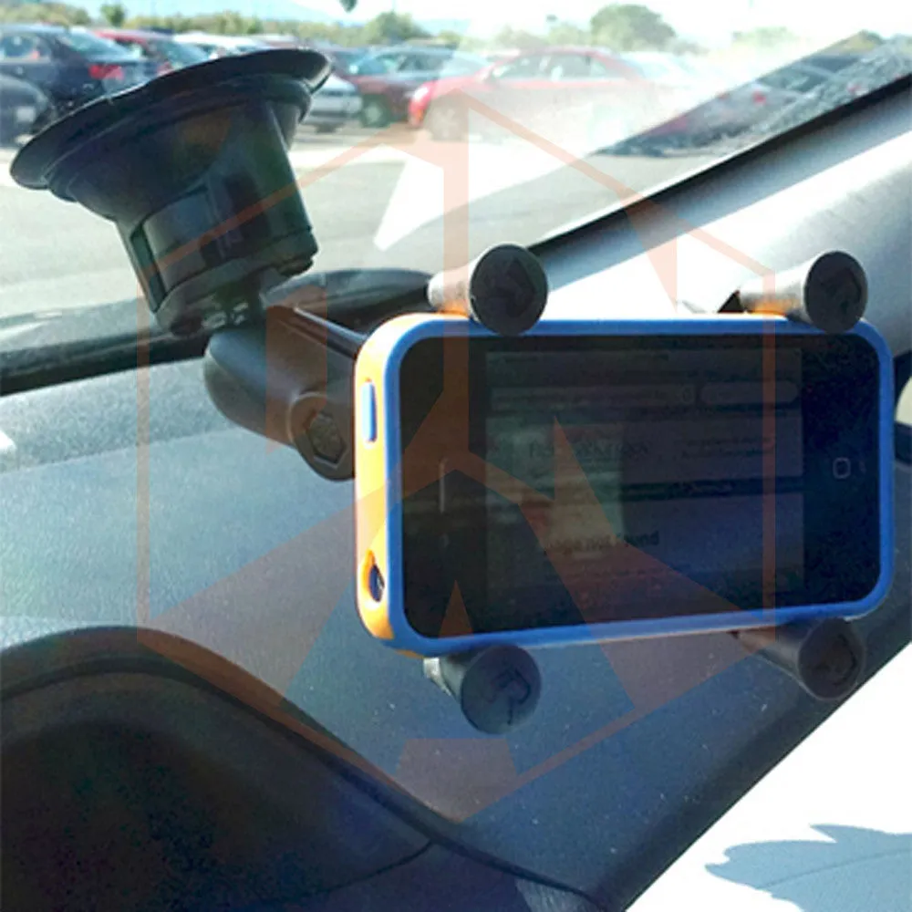 RAM Twist Lock Suction Cup Mount with Double Socket Arm & Universal X-Grip® Phone Cradle