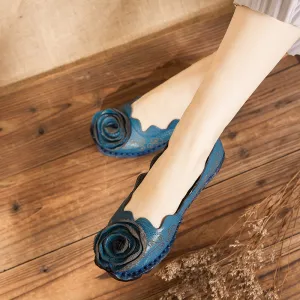Retro Personalized Handmade Women's Shoes Flat Heel Flower Comfortable Soft-soled Flat Shoes