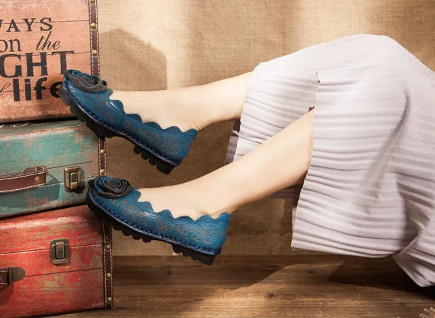 Retro Personalized Handmade Women's Shoes Flat Heel Flower Comfortable Soft-soled Flat Shoes