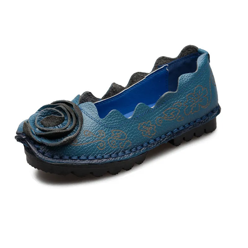 Retro Personalized Handmade Women's Shoes Flat Heel Flower Comfortable Soft-soled Flat Shoes