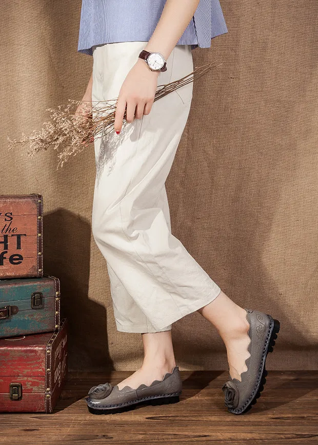 Retro Personalized Handmade Women's Shoes Flat Heel Flower Comfortable Soft-soled Flat Shoes