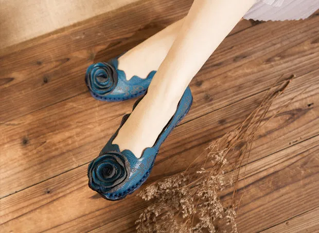 Retro Personalized Handmade Women's Shoes Flat Heel Flower Comfortable Soft-soled Flat Shoes
