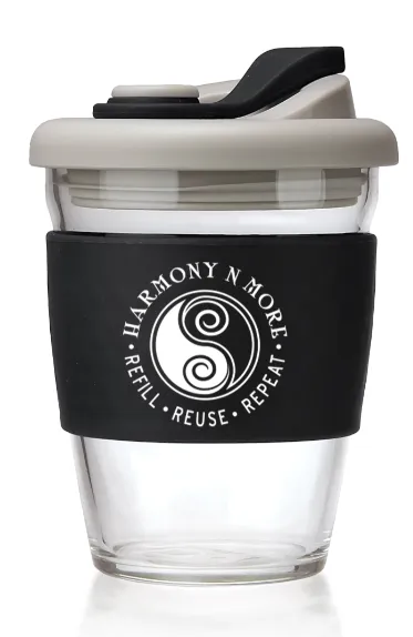 Reusable Glass Coffee - Tea Mug 12 Oz