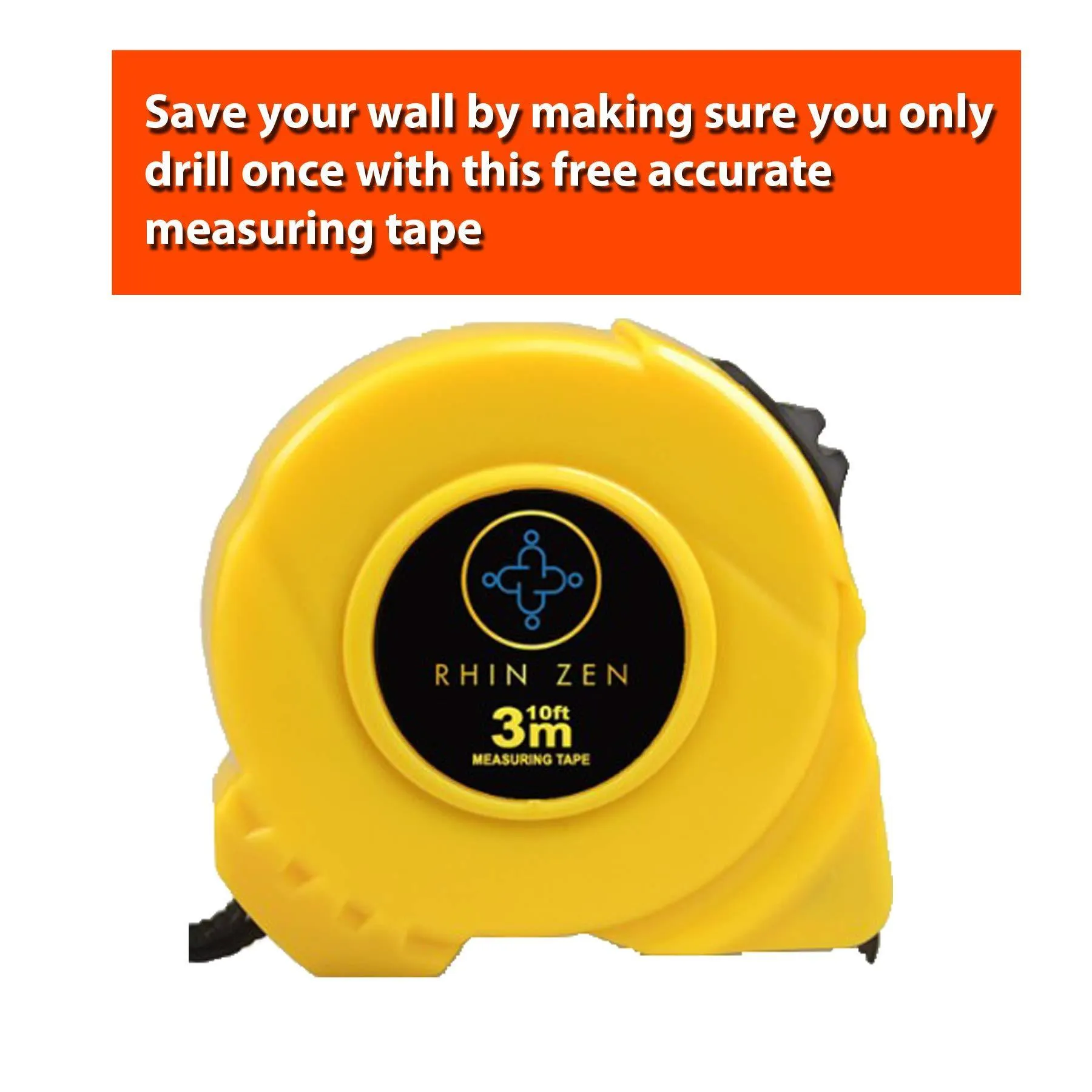 Rhin Zen (Pack of 7 with Free Measuring Tape, Hooks for Garage Storage, Heavy Duty Steel Utility J Hook for Hanging Bike, Shovel, Ladder, Garden Lawn Tool Screw in Wall and Ceiling Mounting