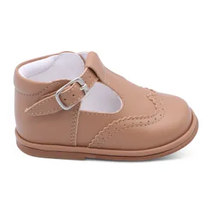 'Ryan' Boys Tan Leather T-Bar Shoes