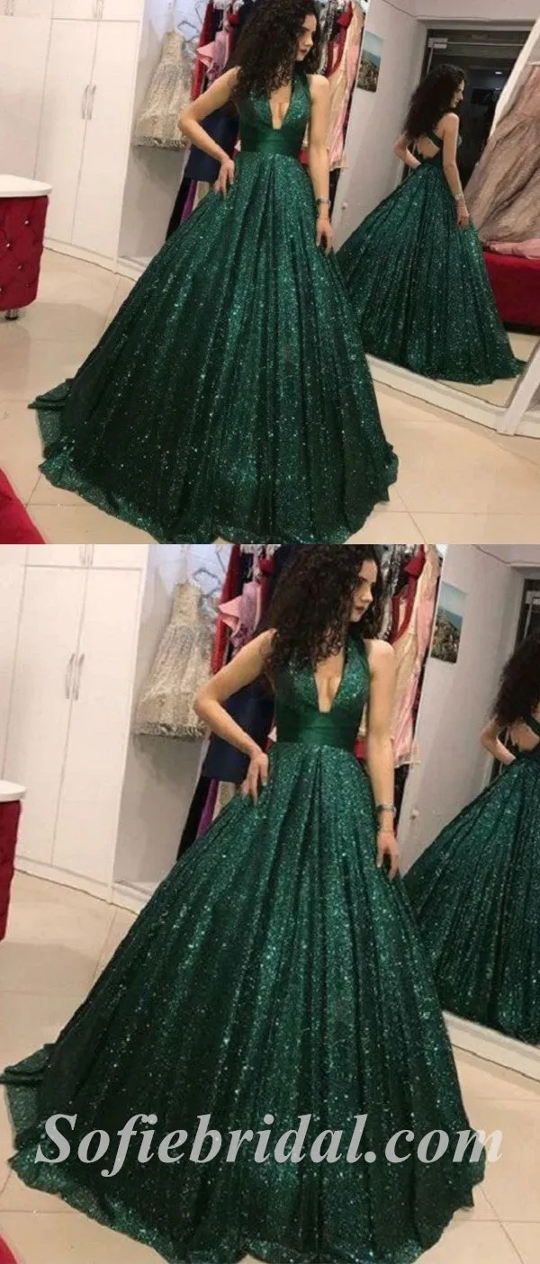 Sexy Charming Tulle Spaghetti Straps Sleeveless A-Line Long Prom Dresses,SFPD0486