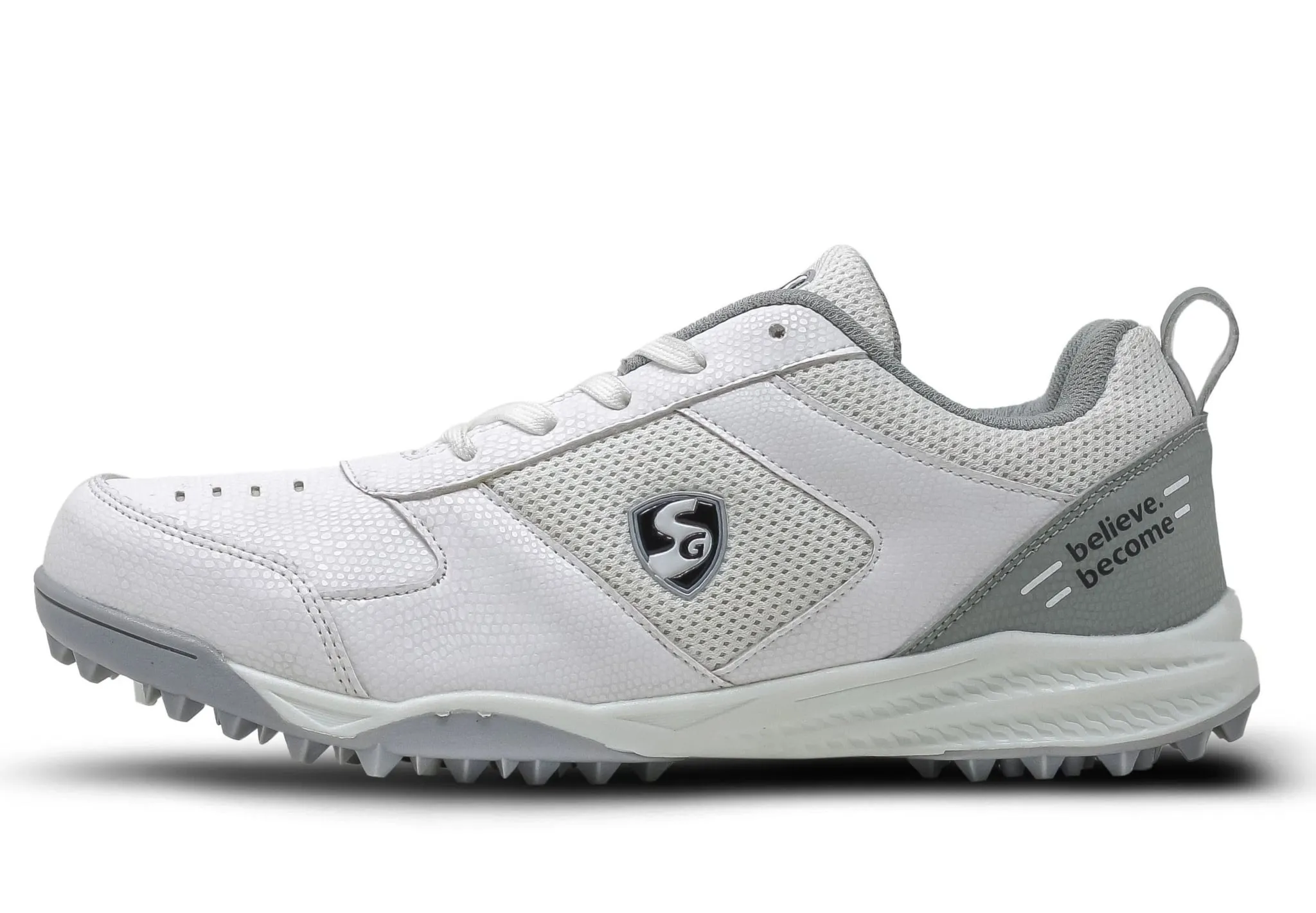 SG Fusion Rubber Cricket Shoes White Grey Size