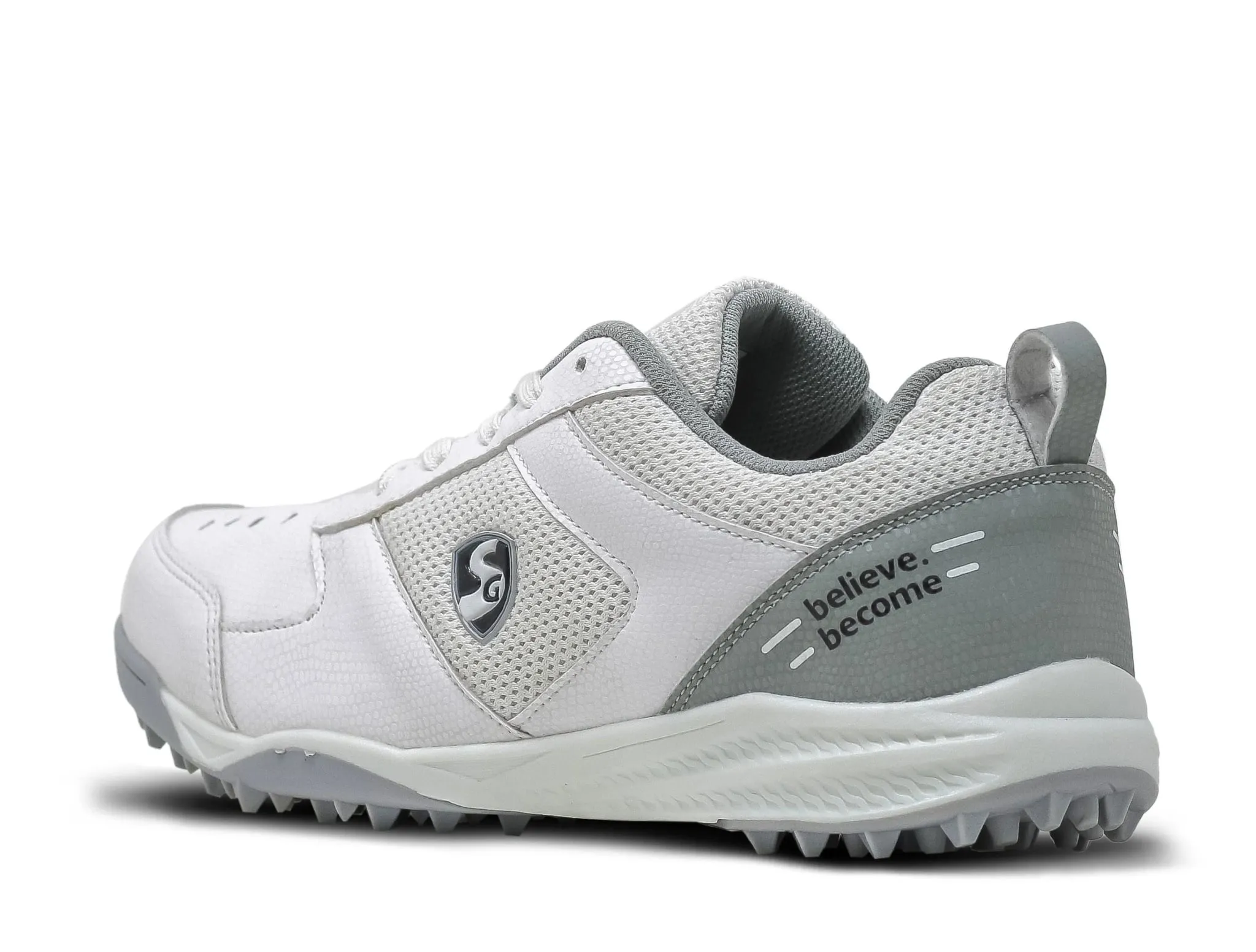 SG Fusion Rubber Cricket Shoes White Grey Size